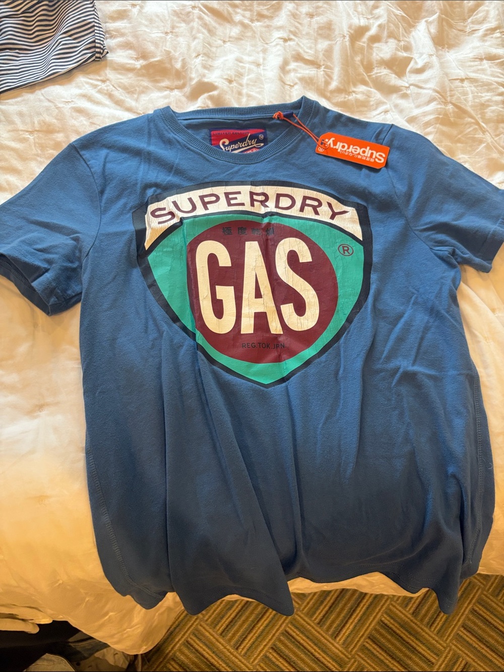 Superdry Mens Blue Graphic 'GAS' Logo Tee